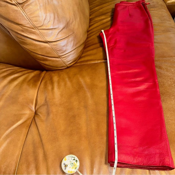 Clio Vintage 90s Genuine Leather High Waist Pants in Red size 4 - Picture 9 of 10